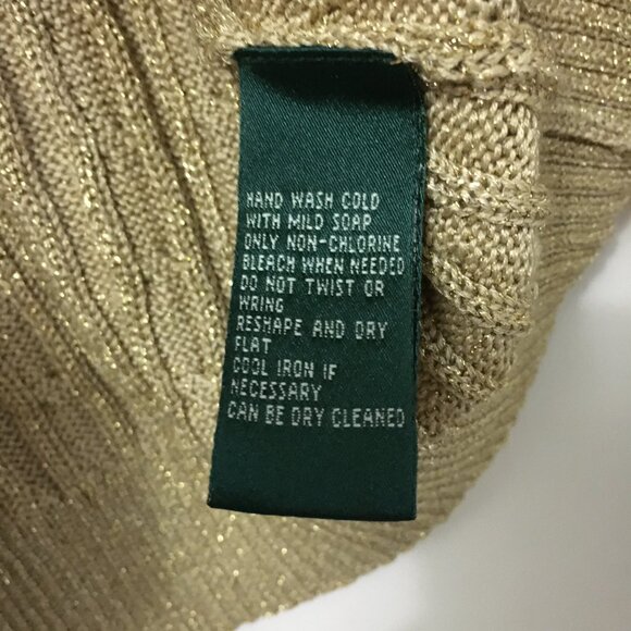 Ralph Lauren Silk Festive Golden Cable Knit V-Neck Sweater - Picture 8 of 13